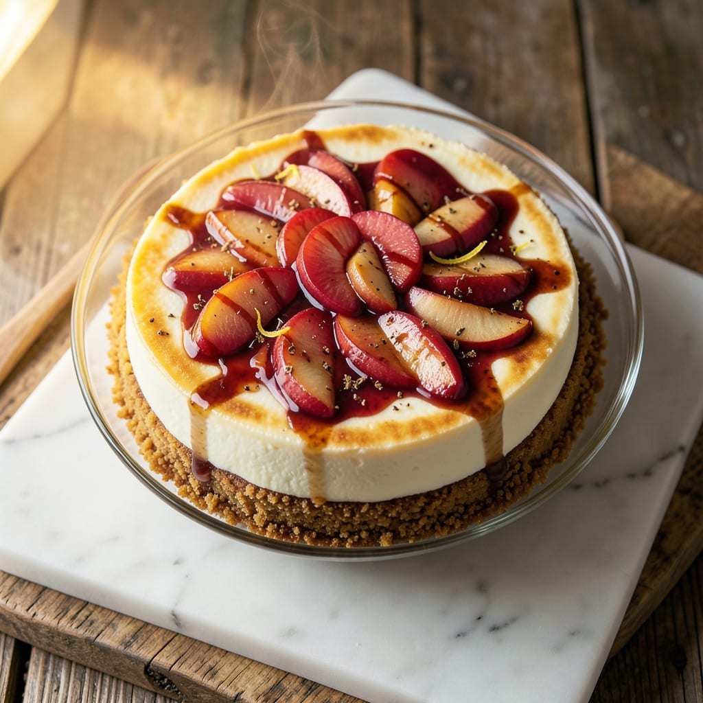 Apple Brandy Cheesecake Recipe: Boozy Caramelized Topping and Creamy Core