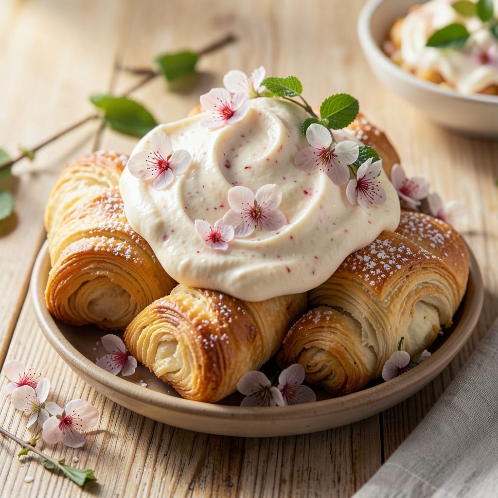 Apple Blossom Crescent Rolls Recipe: Sweet Vanilla Cream Filling Between Flaky Layers