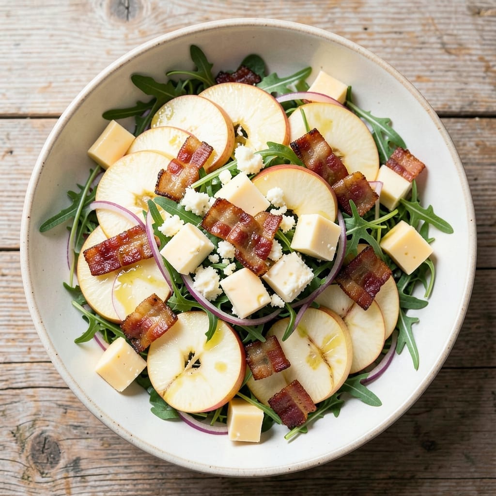 Apple and Cheddar Salad Recipe: Crunchy Apple, Sharp Cheese, Crispy Bacon Bites