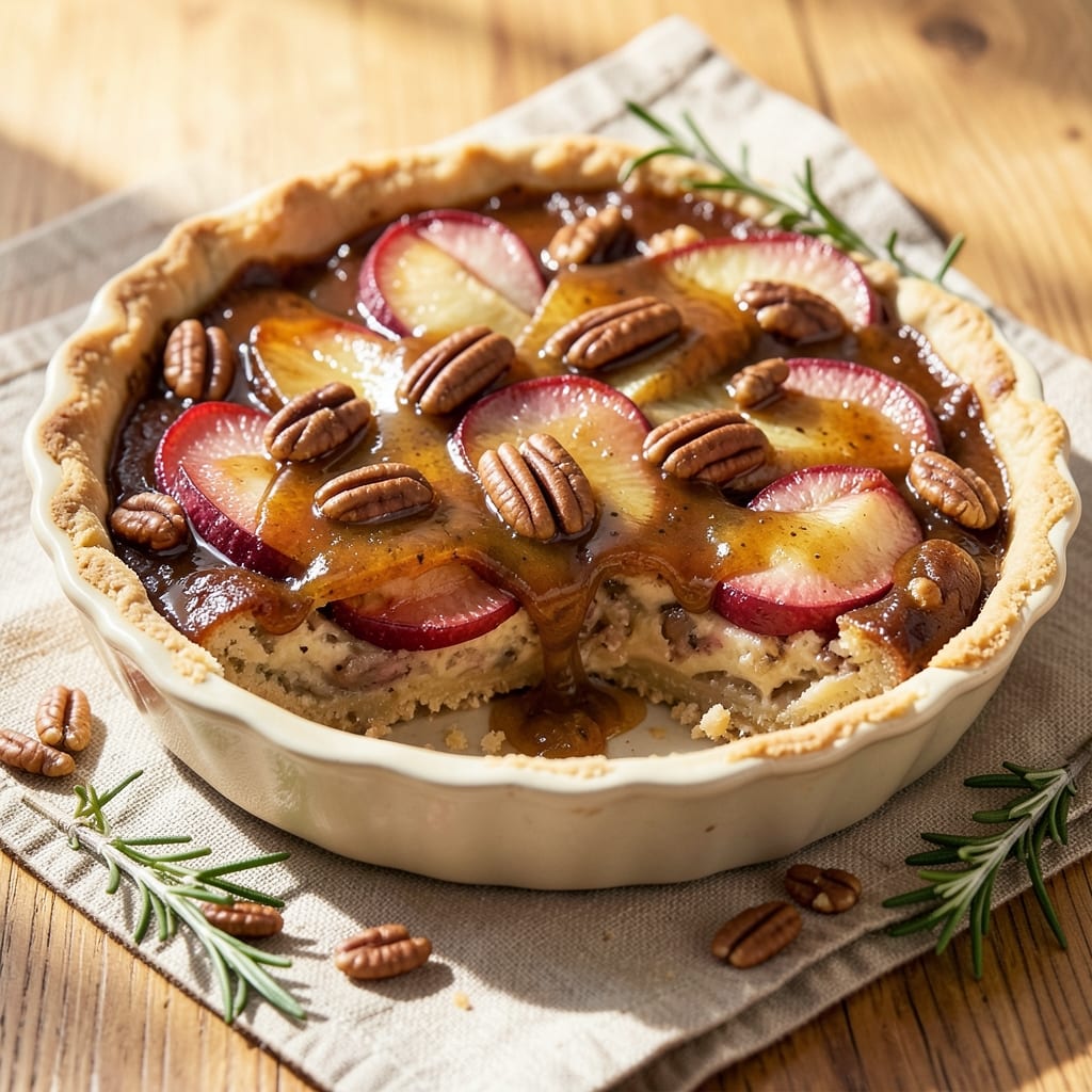 Apple Caramel Nut Pie Recipe: Crunchy Topping and Gooey Apple-Caramel Layers