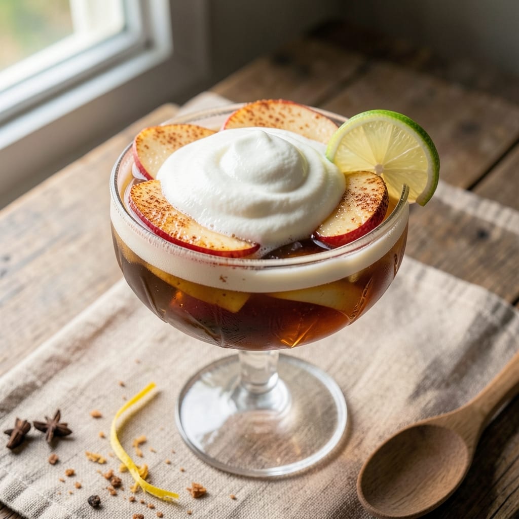 Apple Cinnamon Cocktail Recipe: Spiced Apple Bourbon Fizz With Creamy Foam