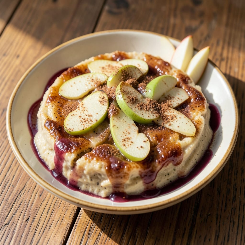 Apple Cinnamon Pudding Recipe: Warm Spiced Apple Layers With Vanilla Cream Topping