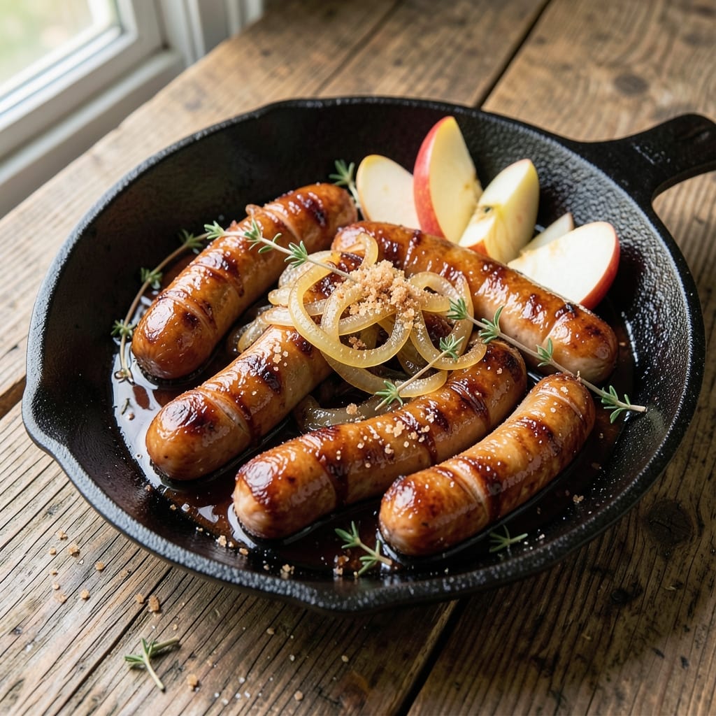 Apple Bratwurst Recipe: Smoky Beer-Braised with Caramelized Onions