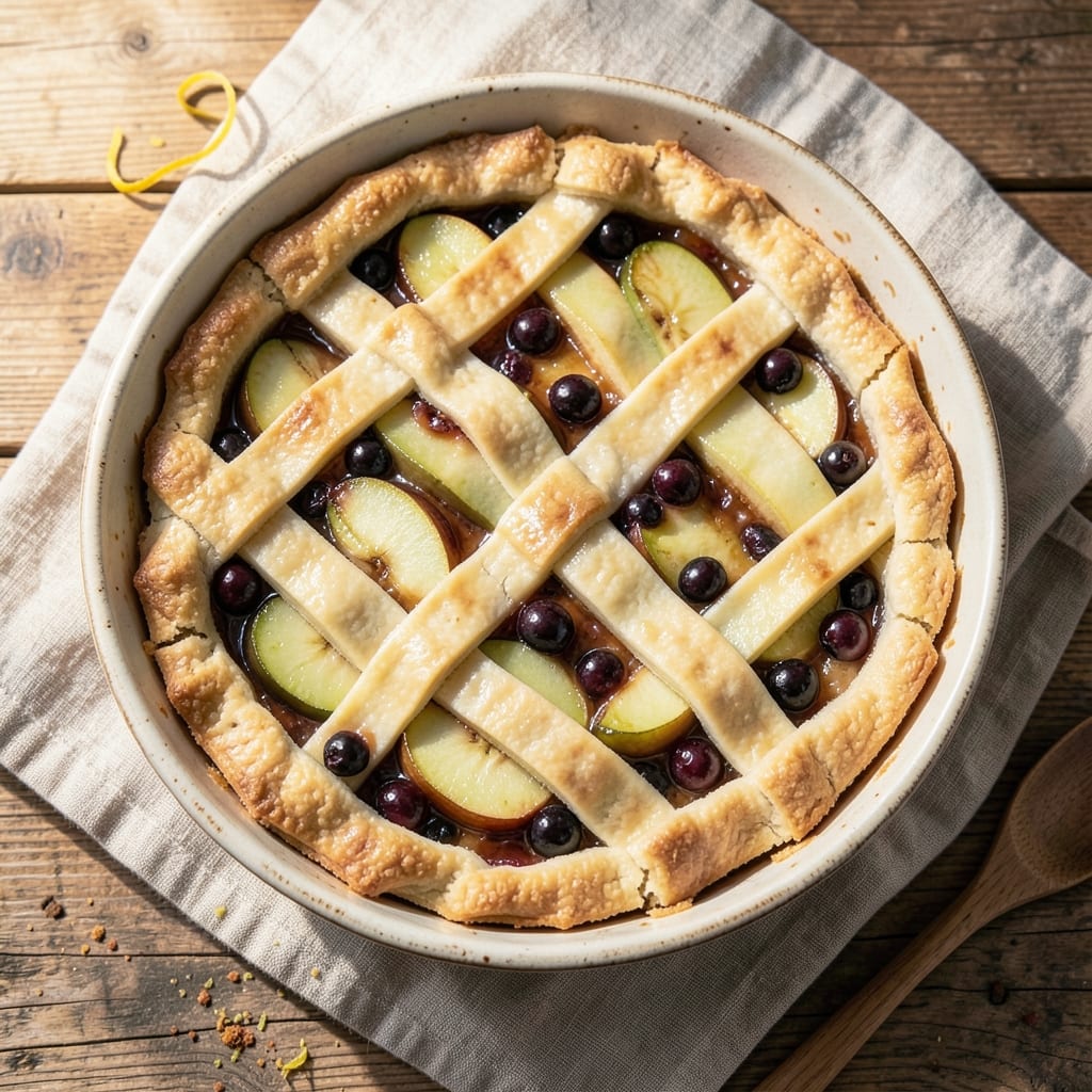 Apple and Blackcurrant Pie Recipe: Tart-Sweet Balance With Buttery Lattice Top