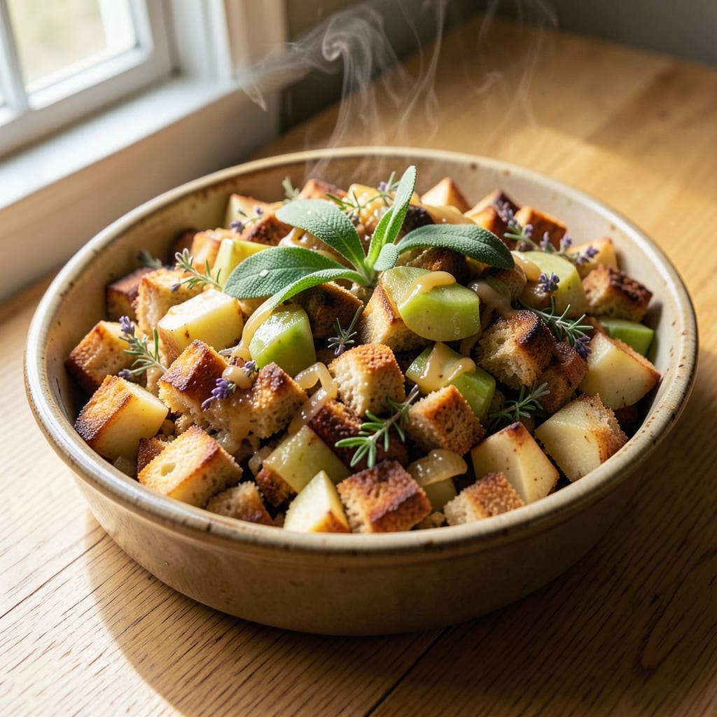 Apple and Herb Stuffing Recipe: Savory Apple-Infused Comfort with Crispy Sage Crunch