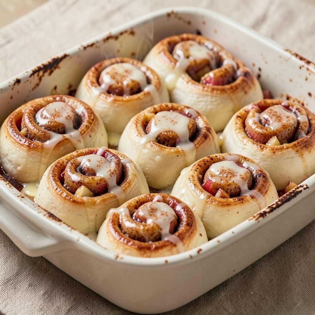 Apple Cider Cinnamon Rolls Recipe: Spiced Apple Filling with Gooey Caramel Drizzle