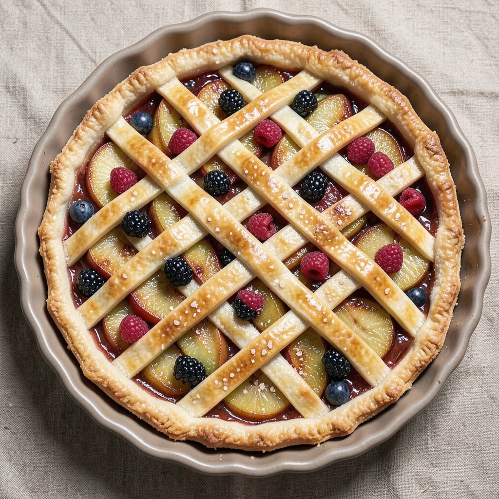 Apple and Mixed Berry Pie Recipe: Spiced Fruit Crust Fusion With Golden Fondant Crown
